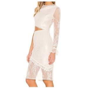 NBD Karina Cream Lace *Revolve*
Floral Cut Out One Sleeve
Cocktail Dress size M